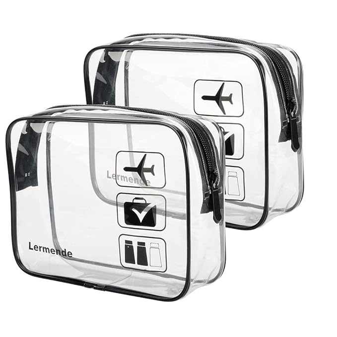 Lermende 2pcs Clear Toiletry Bag TSA Approved Travel Bag, Carry On by Lermende
