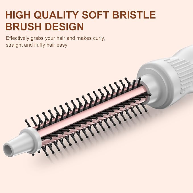 Thermal Brush 0.5 Inch Curling Iron Volumizing Heated Round Brush 1/2 Inch Ceramic Tourmaline Heated Hot, Multifunctional Styler Curling Wand (White, 0.5 inch)