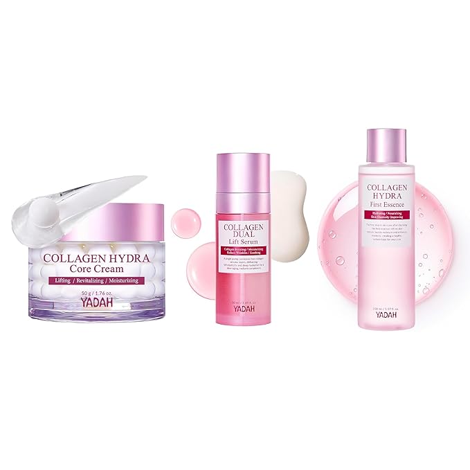 YADAH Hydra core cream - Capsule Filler Cream 1.69 fl oz Collagen Hydra Essence 5.07 fl oz Collagen Dual Lift Serum 1.69 fl oz