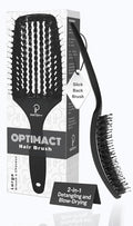 Curved Vented for Blow Drying - Boar Bristle Brush (Large) with Comfortable Handle - Soft Bristle Brush for Thick and Fine Hair - Natural Boar Bristles for Women, Men & Kids - Black
