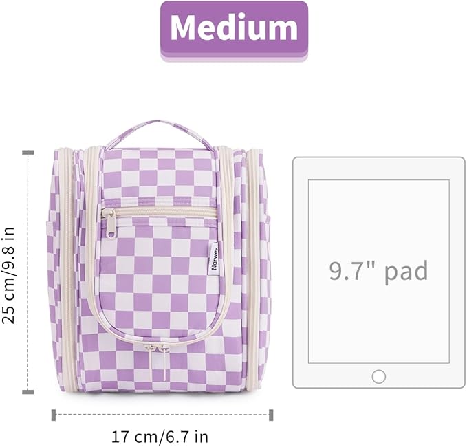 Narwey Small Checkered Hanging Travel Toiletry Bag - Image 8
