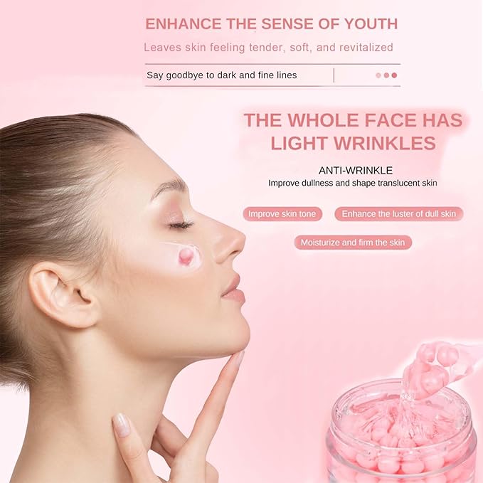 Salmon DNA PDRN Collagen Capsule Serum Cream, Face Care with Salmon DNA Collagen Pink Peptide, Anti-Aging Firming Hydrating Repair Reduce Fine Lines Even Skin Tone 1.7Oz