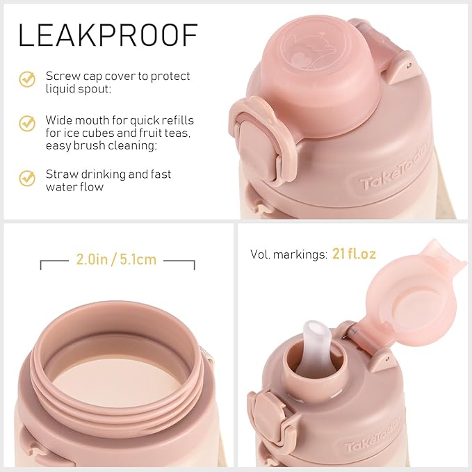 TakeToday Collapsible Water Bottles 20oz, Leak Proof, Foldable Silicone Travel - Image 7