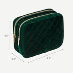 Conair Travel Double Zip Organizer - Toiletry Bag - Makeup Bag - Travel Makeup Bag - Makeup Organizer - Gifts for women - Green Velvet