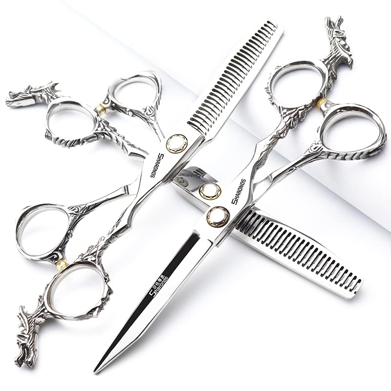 6/7-inch Professional Hairdresser Set, Stainless Steel Scissors (6 inch-3pc-A) (6 Inch-3pc-a)