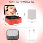 Travel Makeup Bag with LED Mirror Travel Makeup Organizer with 3 Lighted - Image 7
