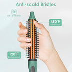 Mini Thermal Round Brush, 1/2 Inch Barrel Volume Heat Styling Brush for Men and Women Short Thin Curly Straight Hair, Heated Curling Iron,12 Temperature Setting (1.1 Inch with Bristles)