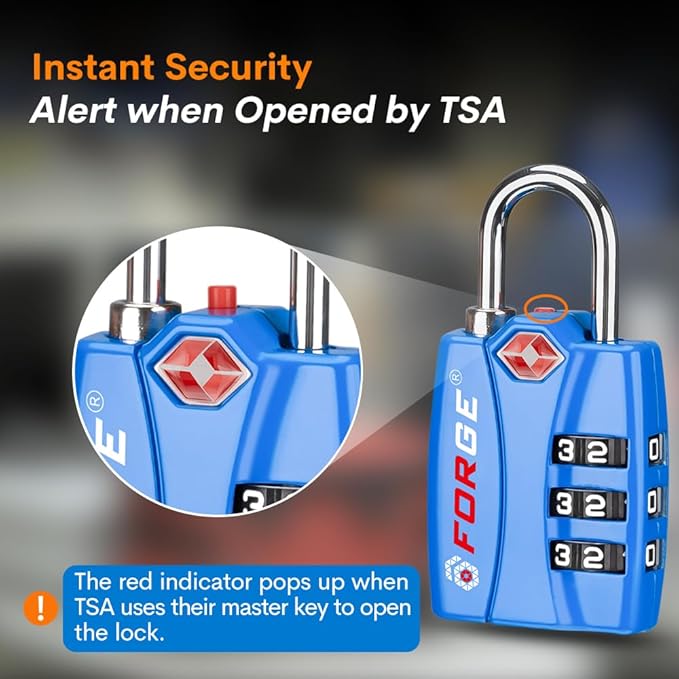 Forge Luggage Locks TSA Approved 4 Pack 4 Colors, Small Combination Lock - Image 3