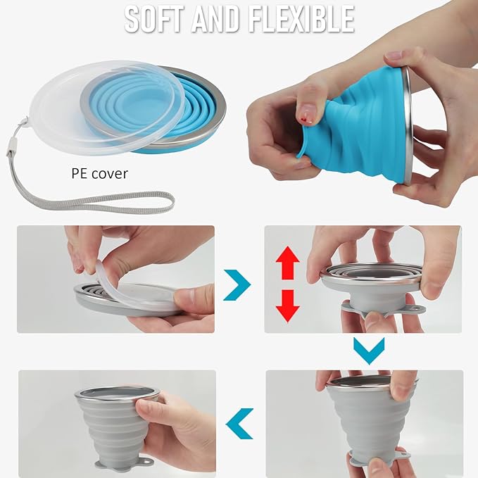 JBER Silicone Collapsible Travel Cup, Silicone Folding Camping Cup - Image 5