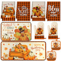 10 Pcs Fall Thanksgiving Turkey Kitchen Decor Set Orange (Yellow / Trendy Style)