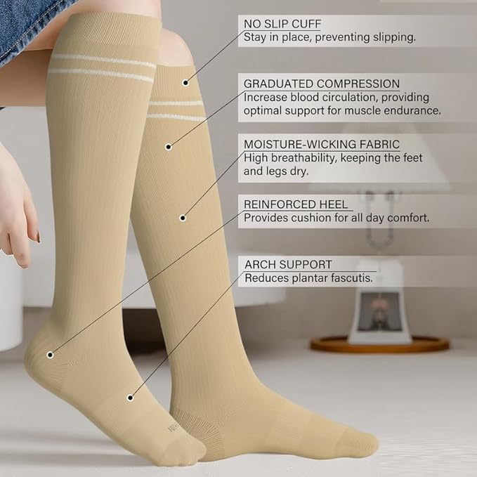 LEVSOX Compression Socks for Pregnant Women 20-30 mmHg Knee High Cute Funny - Image 2