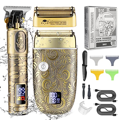 Hair Clippers for Men & Electric Razor Shavers Set (Gold)