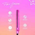 Almost Famous Tropico Getaway 0.5 inches Mini Tourmaline & Ceramic Hair Straightener Flat Iron with Stunning Travel Bag with Set Temperature, All Hairstyles (Waikiki)