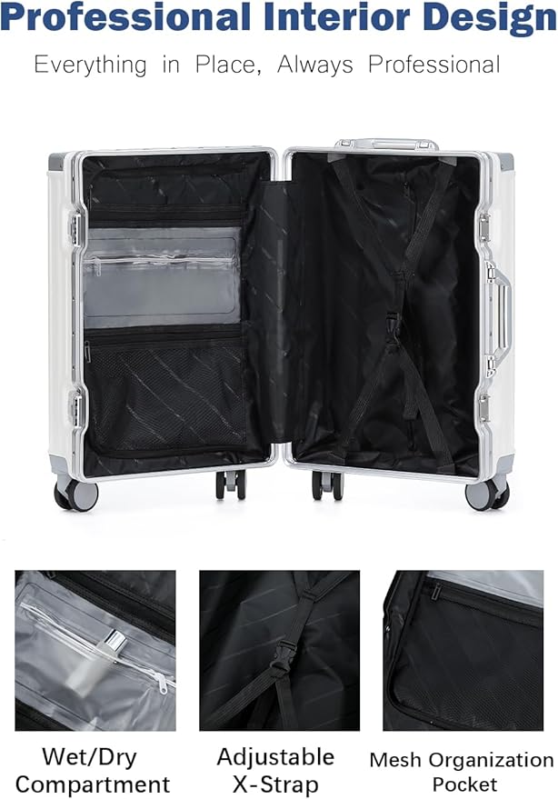 HotWay 20 Inch Aluminum Frame Carry On Luggage - Image 6