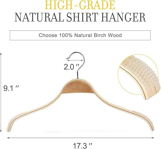 TOPIA HANGER Slim Natural Wood Hangers - Image 2