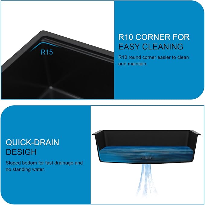 33 Inch Black Granite Composite Kitchen Sink Workstations Black Quartz - Image 9