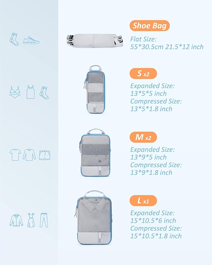 BAGSMART 6 Set Compression Packing Cubes - Image 2