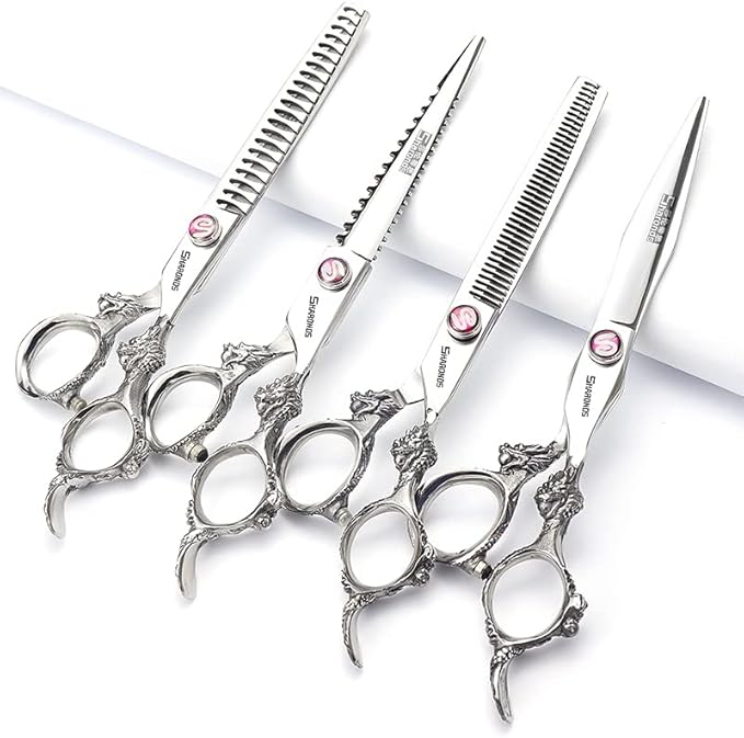 SHARONDS Hair Cutting Scissors Hairdressing Scissors Thinning Scissor Professional Barber Salon Home Shear For Men Women (7-inch 4pc)