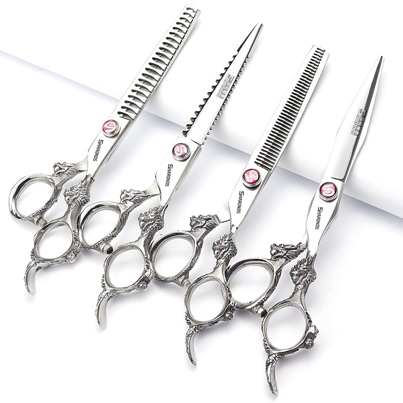 Purple Professional Hairdressing Scissors Hairdresser Hairstylist Cutting Hair & Thinning Hairdressing Scissor (7-inch 4pc)
