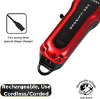 Supreme Trimmer Pro Clipper All Metal w/Fade Blade | 300 Min Run Time Professional Clipper Set, Cordless Beard Trimmer | STC5030 Red