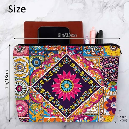 Women Makeup Organizer Bag Mandala Floral (9 x 7.1 inch / Mandala Floral)