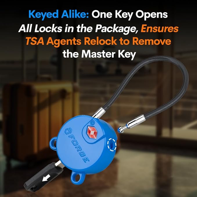 Forge TSA Approved Luggage Locks Ultra-Secure Dimple Key Cable Locks - Image 4
