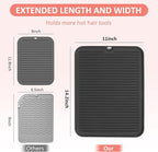 Quccefods Large Heat Resistant Silicone Mat for Hair Tools: Curling Iron, Flat Iron, Hair Straightener - Portable Hair Styling Pad Cover