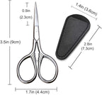 Small Precision Scissors, 3.5inch Stainless Steel Multi-Purpose Vintage Beauty Grooming Kit for Facial Hair, Eyebrow, Eyelash, Beard, Moustache with PU Sheath