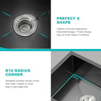 20-inch Undermount Kitchen Sink Black, T304 Stainless Steel Single Bowl Kitchen - Image 5