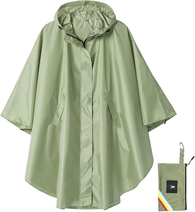 SaphiRose Unisex Rain Poncho Hooded Waterproof Raincoat by SaphiRose