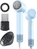 Hair Dryer with Diffuser & Comb Attachment for Curly Hair, PLUZZ 270M Negative Ionic Blow Dryer Brush, High-Speed 110,000RPM Brushless Motor Hairdryer, Lightweight Travel Hair Dryers Quiet, Women/Men