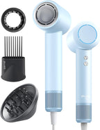 Hair Dryer with Diffuser & Comb Attachment for Curly Hair, PLUZZ 270M Negative Ionic Blow Dryer Brush, High-Speed 110,000RPM Brushless Motor Hairdryer, Lightweight Travel Hair Dryers Quiet, Women/Men