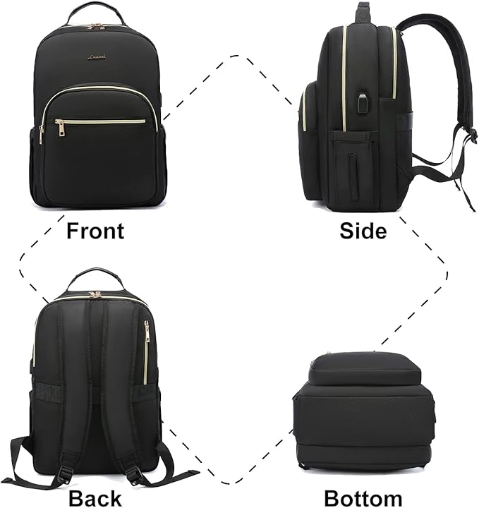 LOVEVOOK Laptop Backpack Purse for Women, Work Travel Computer Bags, Quilted - Image 4