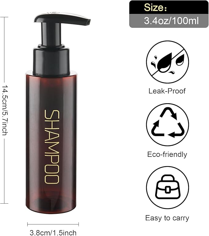 Travel Bottles Plastic Pump Bottle Dispenser TSA Approved 3.4oz/100ml 4 Pack - Image 2