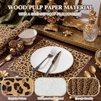 100 Pcs Leopard Print Wax Paper Sheets for Food Wrapping (Brown, Black / Leopard)