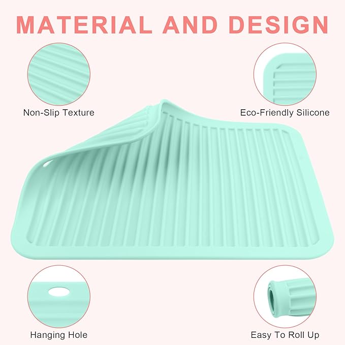 Oversize Silicone Heat Resistant Mat, Professional Hot Hair Tools Mat for Curling Iron, Flat Iron, Hair Straightener, Portable Hot Pad Cover with Velcro for Travel Home Salon(14.2" x 11.0")