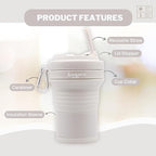 Collapsible Cup with Reusable Straw – 18 Oz, Portable Travel Mug, Leak-Proof - Image 2