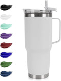 30oz Tumbler with Handle, Insulated Leak Proof Coffee Travel Mug with Straw Lid by HASLEOUTFITTERS