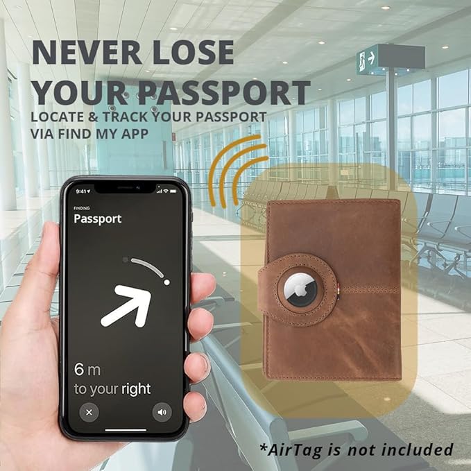 GARZINI Passport Holder with AirTag, Passport Wallet with RFID, Travel - Image 2