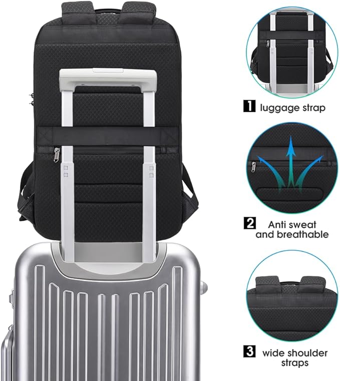 BANGE Genuine Leather Laptop Backpack Fits 15.6 Inch, Anti Theft Business Back - Image 8