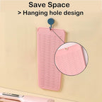2 Heat Resistant Silicone Mat with Hanging Hole, Straightener Heat Resistant Travel Mat & Pouch for Curling Iron, Flat Iron and Other Hot Hair Styling Tools, 11 x 5 in, Pink
