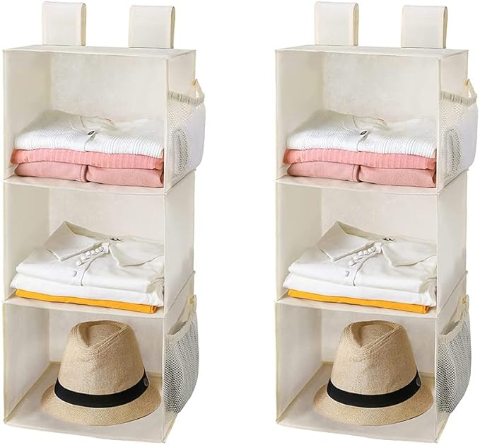 MAX Houser 3-Shelf Hanging Closet Organizers, Collapsible Closet Hanging Shelves by MAXHouser