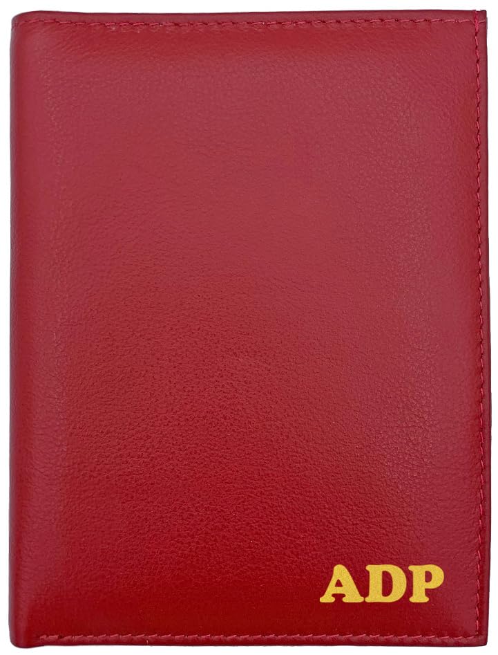 Deluxe Personalized Monogrammed Red RFID Leather Passport Wallet (Red / Deluxe)