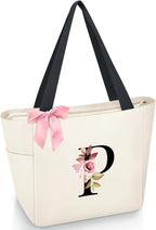 Vavabox Tote Bag, A-Z Initial Monogrammed Waterproof Tote Bag, Bridesmaid Gifts by Vavabox
