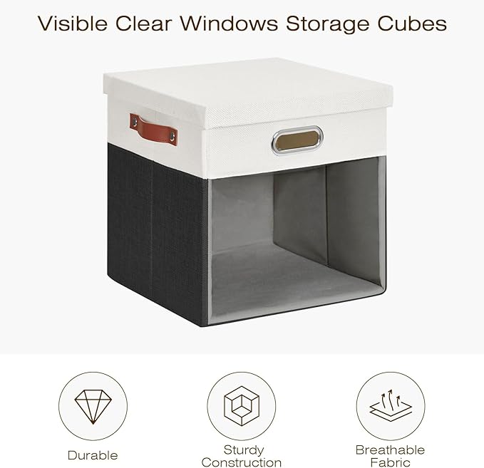 Fabric Storage Cubes with Clear Windows and Lids, Decorative Storage Boxes - Image 3