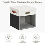 Fabric Storage Cubes with Clear Windows and Lids, Decorative Storage Boxes - Image 3