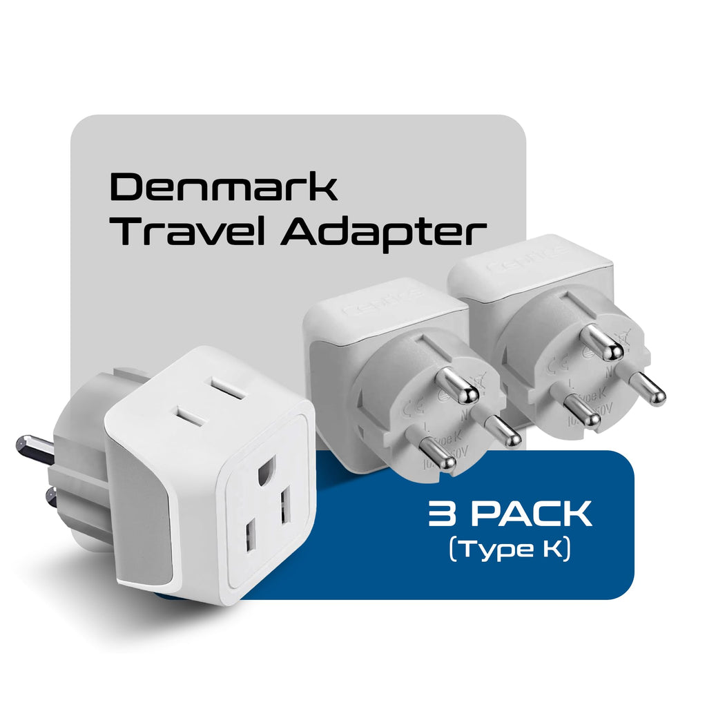 Denmark Travel Adapter Plug with Dual Usa Input (White)