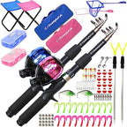 Kids Fishing Pole For Boys (2 Pack- Blue + Pink / 5ft)