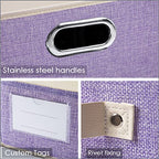 Collapsible Storage Bin with Lid [3 (Purple&Cream / M(3-Pack))