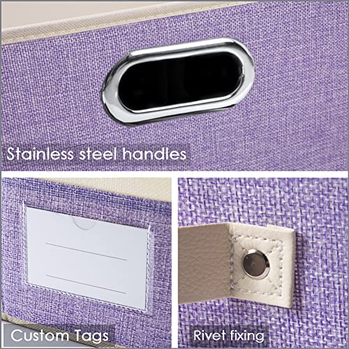 Collapsible Storage Bin with Lid [3 (Purple&Cream / M(3-Pack))
